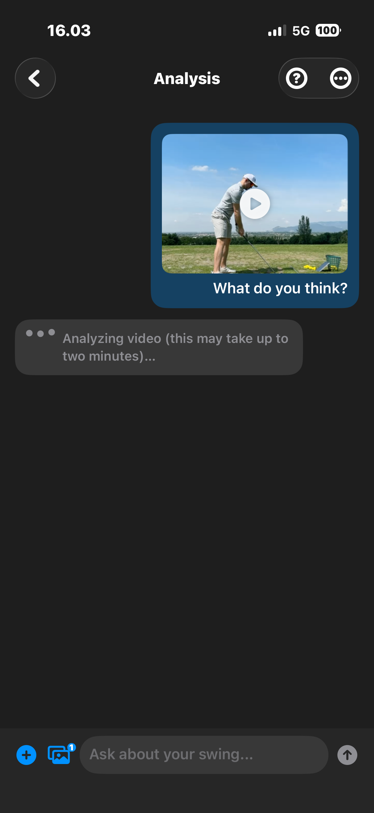 AI analyzing an uploaded swing video