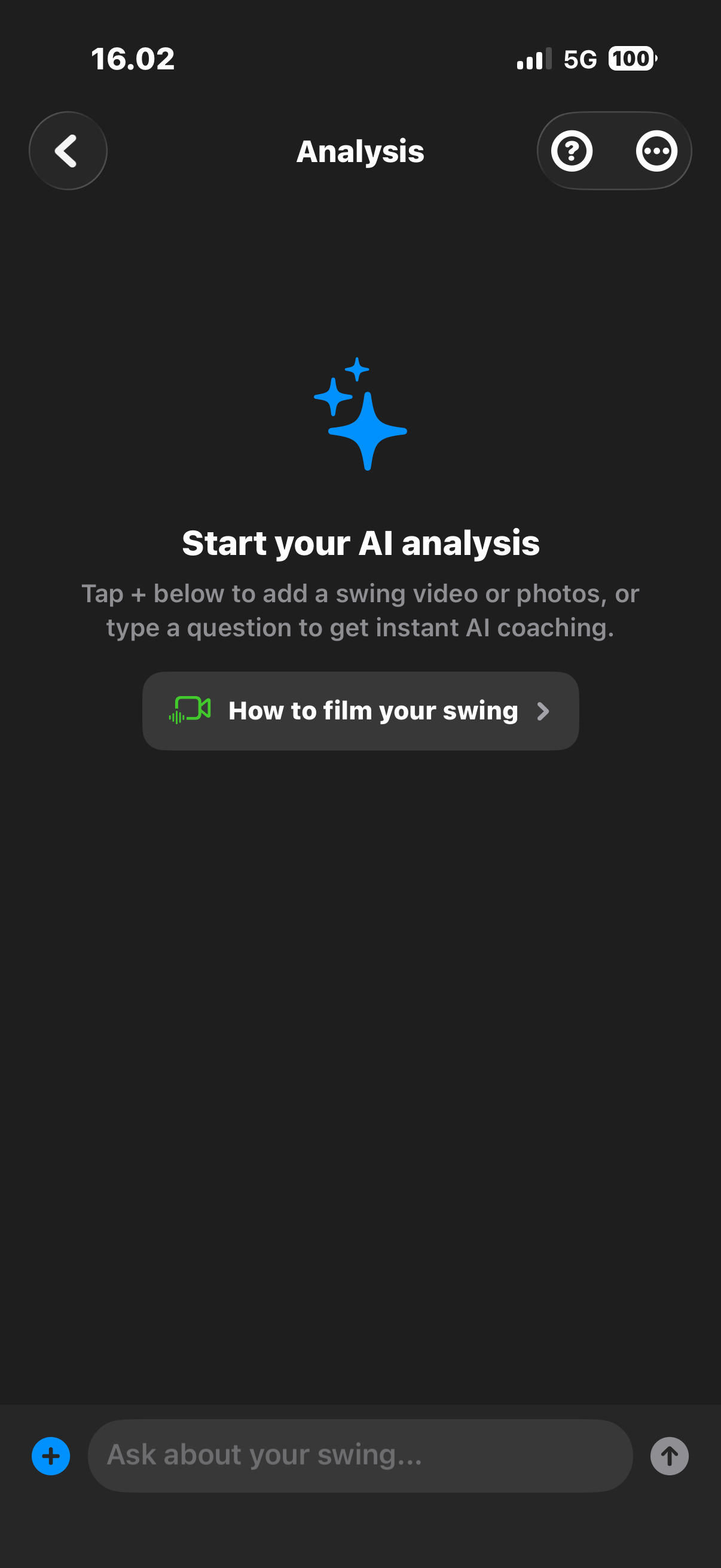Toisto AI Analysis home screen before starting a chat