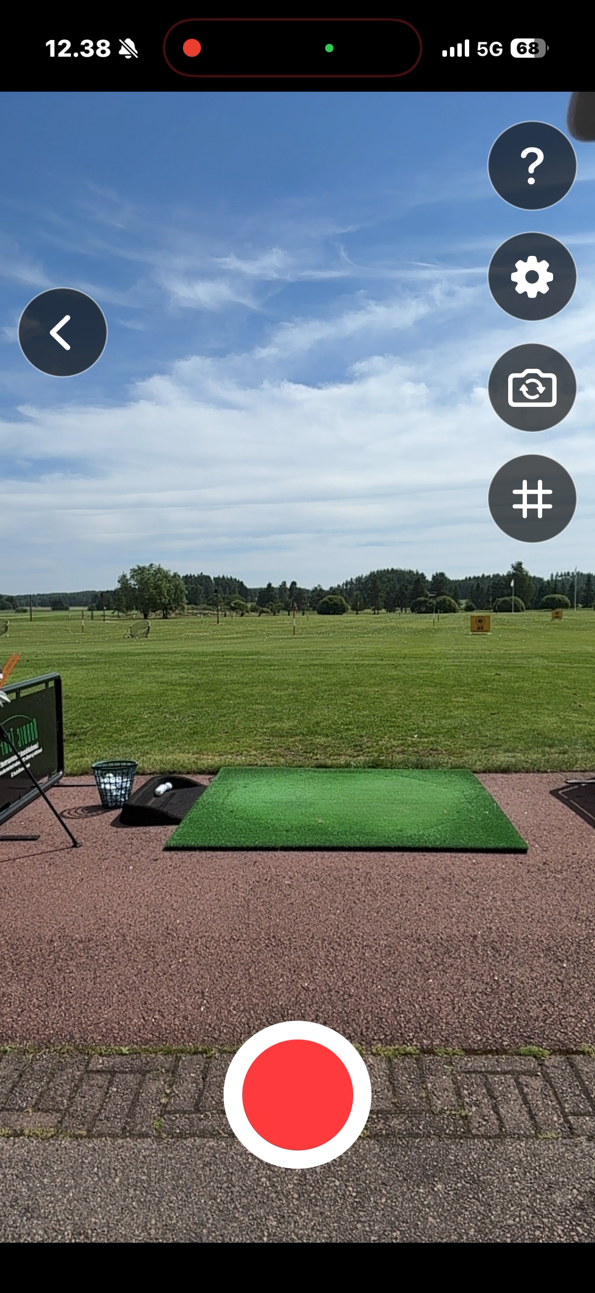 Down-the-line iron swing view ready to record