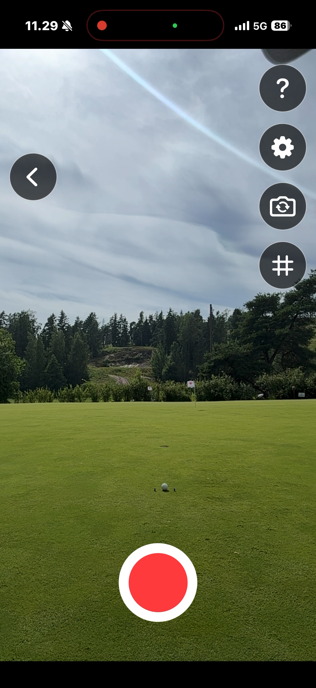 Down-the-line putting view ready to record