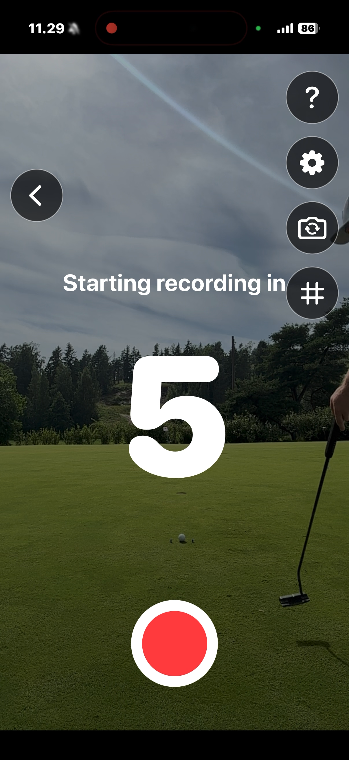 Hands-free countdown before recording a putt